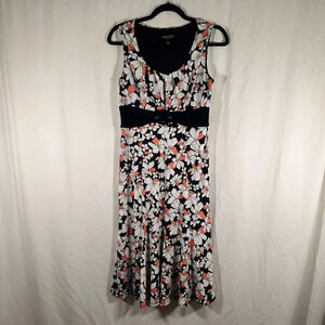 Perceptions New York Midi Dress Women's Small White Floral Sleeveless Pullover